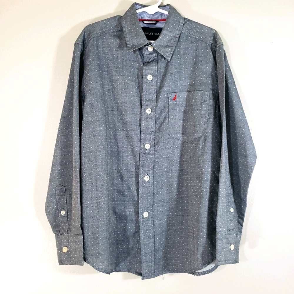 Kids NAUTICA classic polka dot button down shirt